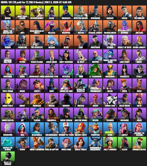 [PC/PSN/XBOX] | 101 skins | Leviathan Axe | Merry Mint Axe | OG STW | IKONIK | Lara Croft | Rose Team Leader | Psycho Bandit | Glow | Warpaint | Full Access