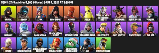 [PC/PSN/XBOX] | 27 skins | Aerial Assault Trooper | IKONIK | Zenith | Lynx | Blackheart | Hybrid | Peely | Riftreaver Drift | Sidewinder | Full Access