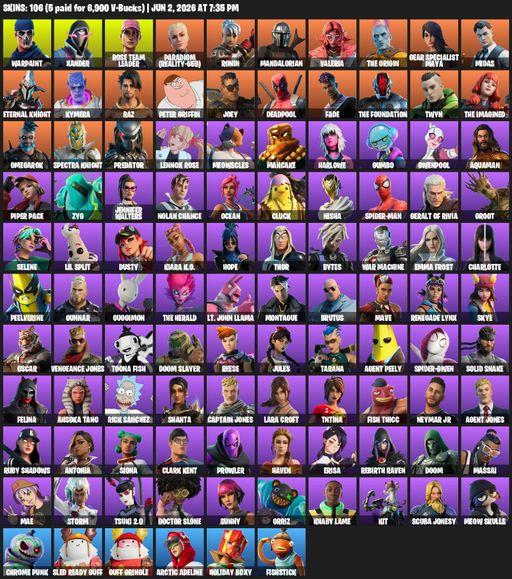 [PC/PSN/XBOX] | 106 skins | OG STW | Lara Croft | Warpaint | Xander | Rose Team Leader | Paradigm (Reality-659) | Ronin | Mandalorian | Valeria | Full Access