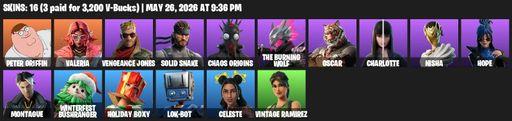 [PC/PSN] | 16 skins | Peter Griffin | Valeria | Vengeance Jones | Solid Snake | Chaos Origins | The Burning Wolf | Oscar | Charlotte | Nisha | Hope | Full Access