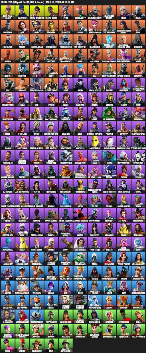 [PC/PSN/XBOX] | 235 skins | Merry Mint Axe | OG STW | Travis Scott | Lara Croft | Rose Team Leader | Warpaint | World Warrior | Lynx | Singularity | Full Access