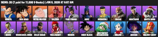 [PC] | 20 skins | Vegeta | Son Goku | Peter Griffin | Valeria | Yuki Yubari | Hope | Invincible | Oscar | Montague | Santa Dogg | Nisha | Full Access