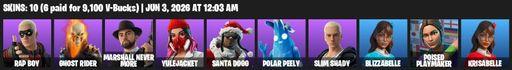 [PC/PSN/XBOX] | 10 skins | Rap Boy | Ghost Rider | Marshall Never More | Yulejacket | Santa Dogg | Polar Peely | Slim Shady | Blizzabelle | Full Access
