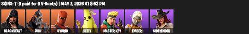 [PC/PSN/XBOX] | 7 skins | Blackheart | Ruin | Hybrid | Peely | Master Key | Ember | Sidewinder | Dragon's Claw | Swag Smasher | Snakebite | Frozen Axe | Full Access
