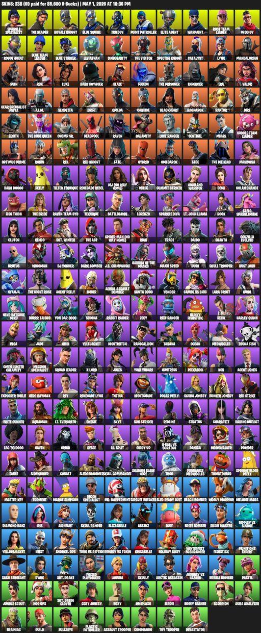 [PC] | 238 skins | Floss | Take The L | OG STW | Sparkle Specialist | Royale Knight | The Reaper | Elite Agent | Blue Squire | Omega | Lara Croft | Full Access