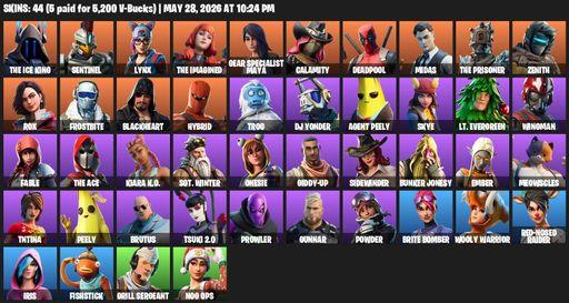[PC/PSN] | 44 skins | The Ice King | Sentinel | Lynx | The Imagined | Gear Specialist Maya | Calamity | Deadpool | Midas | The Prisoner | Zenith | Rox | Full Access