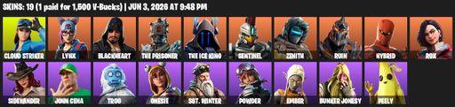 [PC/XBOX] | 19 skins | Cloud Striker | Lynx | Blackheart | The Prisoner | The Ice King | Sentinel | Zenith | Ruin | Hybrid | Rox | Sidewinder | Full Access