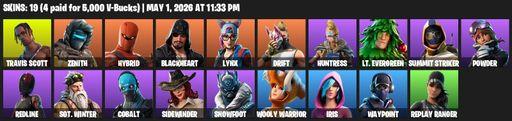 [PC/PSN/XBOX] | 19 skins | Travis Scott | Zenith | Hybrid | Blackheart | Lynx | Drift | Huntress | Lt. Evergreen | Summit Striker | Powder | Redline | Full Access