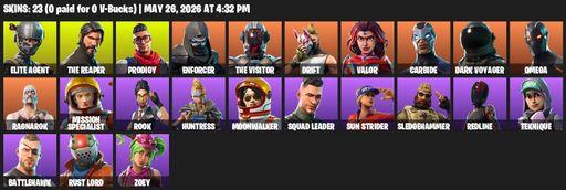 [PC/PSN/XBOX] | 23 skins | Take The L | The Reaper | Elite Agent | Omega | Prodigy | Enforcer | The Visitor | Drift | Valor | Carbide | Dark Voyager | Full Access