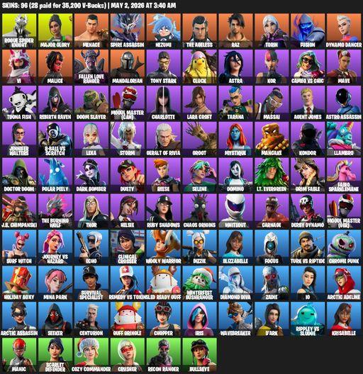 [PC/PSN/XBOX] | 96 skins | Leviathan Axe | Lara Croft | Rogue Spider Knight | Major Glory | Menace | Spire Assassin | Nezumi | The Ageless | Raz | Full Access