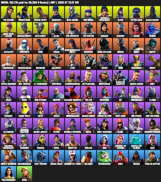 [PC/PSN/XBOX] | 102 skins | Merry Mint Axe | Take The L | Floss | OG STW | Black Knight | Travis Scott | Sparkle Specialist | Royale Knight | Full Access
