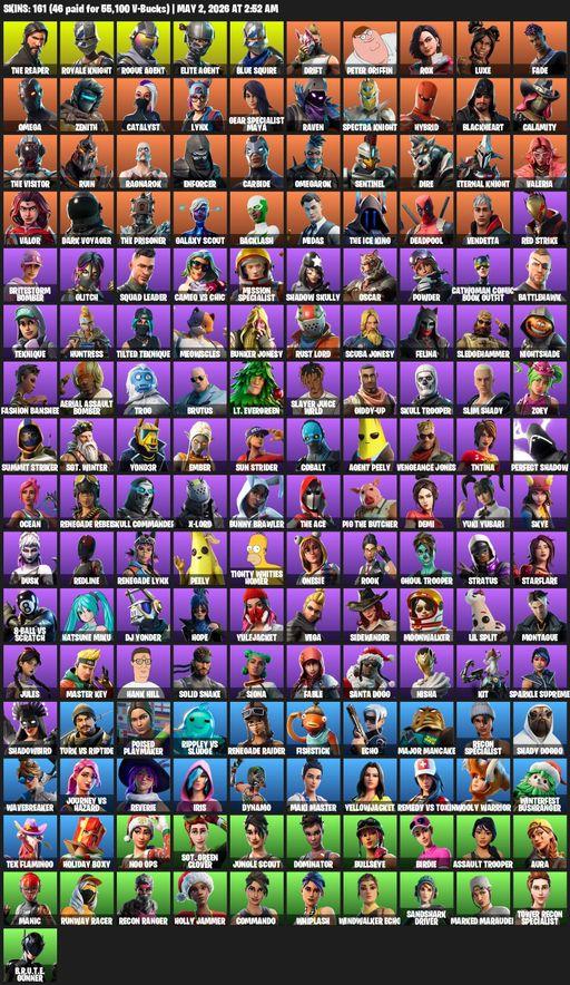 [PC/PSN] | 161 skins | 700 V-bucks | Take The L | Renegade Raider | Royale Knight | The Reaper | Elite Agent | Blue Squire | Omega | Rogue Agent | Full Access
