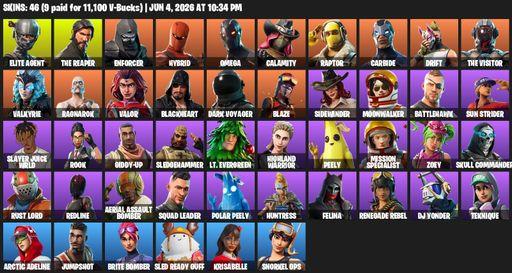 [PC/XBOX] | 46 skins | Take The L | The Reaper | Elite Agent | Omega | Enforcer | Hybrid | Calamity | Raptor | Carbide | Drift | The Visitor | Full Access