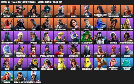 [PC/PSN/XBOX] | 53 skins | 650 V-bucks | Sentinel | Calamity | Blackheart | Zenith | Catalyst | Hybrid | Lynx | Gear Specialist Maya | The Prisoner | Full Access