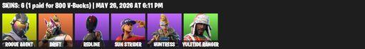 [PC/PSN/XBOX] | 6 skins | Rogue Agent | Drift | Redline | Sun Strider | Huntress | Yuletide Ranger | Rift Edge | Lug Axe | Balloon Axe | Full Access