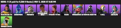 [PC/PSN/XBOX] | 11 skins | Trailblazer Tai | Andromeda | Meowdas | Slayer Juice WRLD | Dynamo TNTina | Felina | Undercover Skye | Chaos Director | Full Access