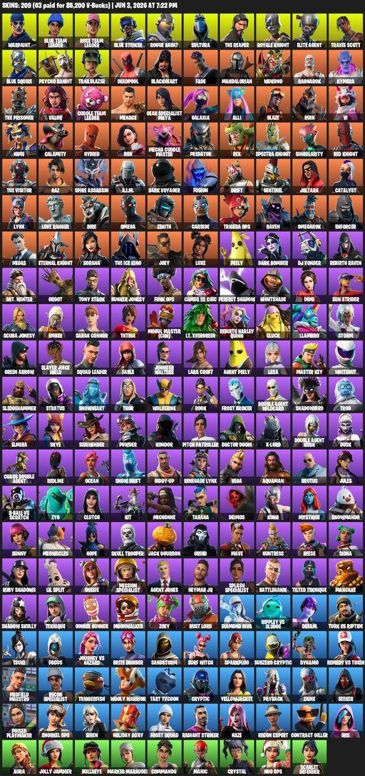 [PC/XBOX] | 209 skins | Leviathan Axe | Take The L | OG STW | Travis Scott | Royale Knight | The Reaper | Elite Agent | Blue Squire | Omega | Full Access