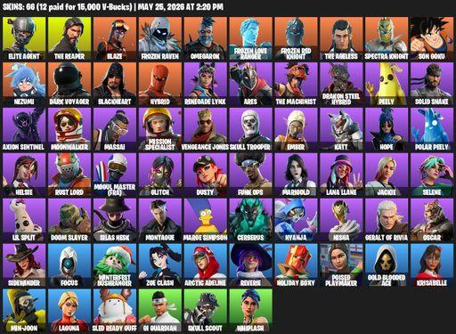 [PC/PSN/XBOX] | 66 skins | Take The L | The Reaper | Elite Agent | Reaper Axe | Blaze | Frozen Raven | Omegarok | Frozen Love Ranger | Full Access