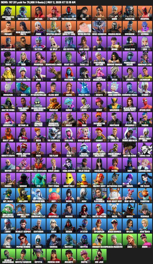 [PC/PSN/XBOX] | 167 skins | Leviathan Axe | Lara Croft | Huntmaster Saber | Breakpoint | Joltara | Valeria | The Foundation | Era | Raz | Ronin | Full Access