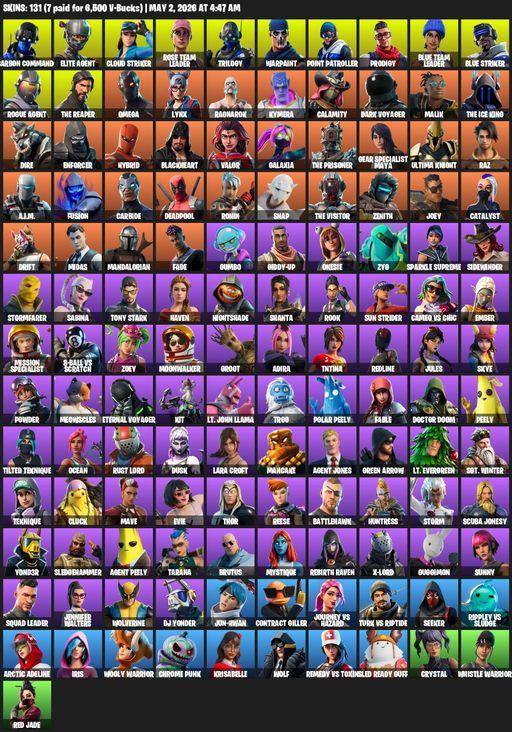 [PC/PSN/XBOX] | 131 skins | Take The L | OG STW | The Reaper | Elite Agent | Omega | Lara Croft | Carbon Commando | Cloud Striker | Rose Team Leader | Full Access