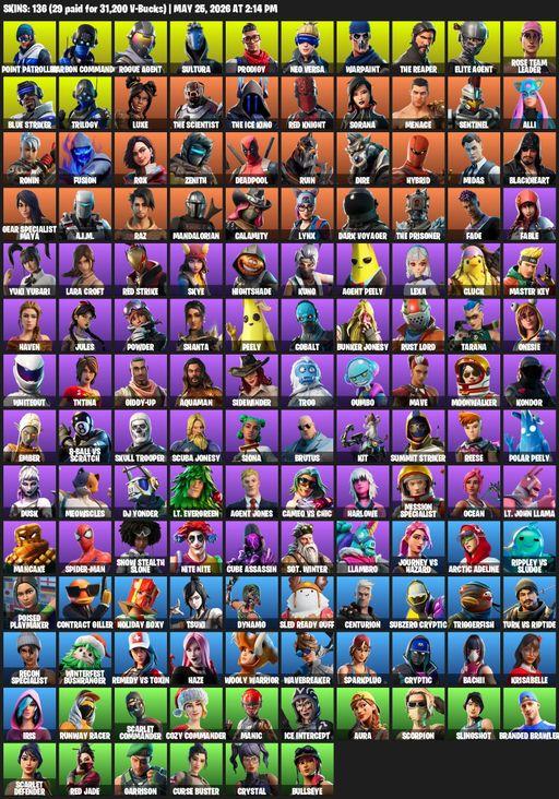 [PC/XBOX] | 136 skins | Take The L | OG STW | The Reaper | Elite Agent | Lara Croft | Point Patroller | Carbon Commando | Rogue Agent | Sultura | Full Access
