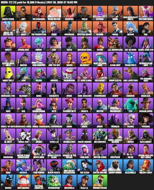 [PC/PSN] | 117 skins | Darth Vader | Joey | The Imagined | Peter Griffin | Deadpool | Malik | Kymera | Ronin | Gear Specialist Maya | The Cube Queen | Full Access