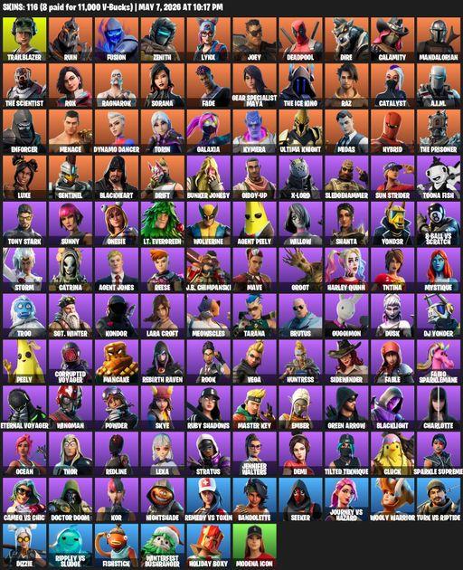 [PC/PSN/XBOX] | 116 skins | Lara Croft | Trailblazer | Ruin | Fusion | Zenith | Lynx | Joey | Deadpool | Dire | Calamity | Mandalorian | The Scientist | Full Access