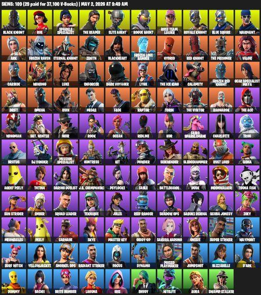 [PC/XBOX] | 109 skins | Floss | Take The L | OG STW | Black Knight | Sparkle Specialist | Royale Knight | The Reaper | Elite Agent | Blue Squire | Full Access