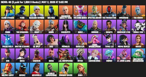 [PC/XBOX] | 46 skins | 500 V-bucks | Cloud Striker | Fixer | Blizzard Bomber | Sultura | Paradigm (Reality-659) | The Cube Queen | Spectra Knight | Full Access