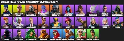 [PC/PSN] | 28 skins | OG STW | Lara Croft | Warpaint | Rose Team Leader | Mandalorian | Kymera | Predator | Mystique | Guggimon | Jennifer Walters | Full Access