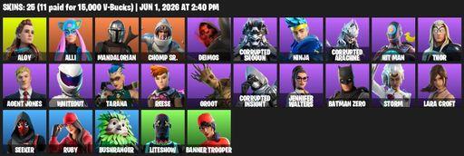 [PC/XBOX] | 25 skins | Lara Croft | Aloy | Alli | Mandalorian | Chomp Sr. | Deimos | Corrupted Shogun | Ninja | Corrupted Arachne | Hit Man | Thor | Full Access
