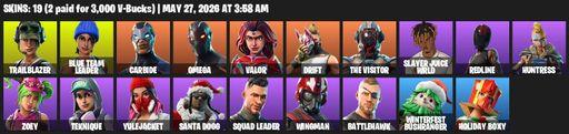 [PC/XBOX] | 19 skins | Omega | Trailblazer | Blue Team Leader | Carbide | Valor | Drift | The Visitor | Slayer Juice WRLD | Redline | Huntress | Zoey | Full Access