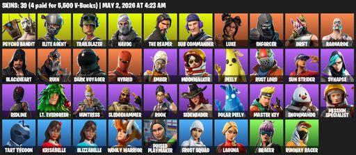 [PC/PSN] | 39 skins | Take The L | The Reaper | Elite Agent | Psycho Bandit | Trailblazer | Havoc | Sub Commander | Luxe | Enforcer | Drift | Ragnarok | Full Access
