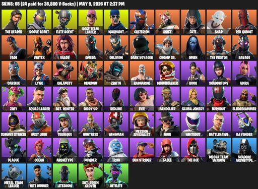 [PC/PSN/XBOX] | 65 skins | 1900 V-bucks | Take The L | OG STW | The Reaper | Elite Agent | Omega | Reaper Axe | Rogue Agent | Rose Team Leader | Full Access
