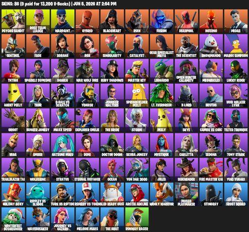 [PC/PSN] | 86 skins | OG STW | Psycho Bandit | Rose Team Leader | Warpaint | Hybrid | Blackheart | Ruin | Fusion | Deadpool | Inferno | Midas | Full Access