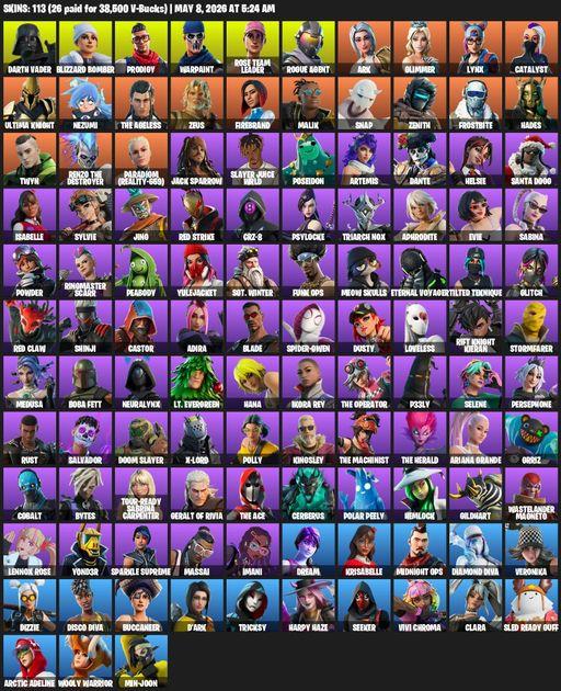 [PC/PSN/XBOX] | 113 skins | OG STW | Darth Vader | Blizzard Bomber | Prodigy | Warpaint | Rose Team Leader | Rogue Agent | Ark | Glimmer | Lynx | Full Access