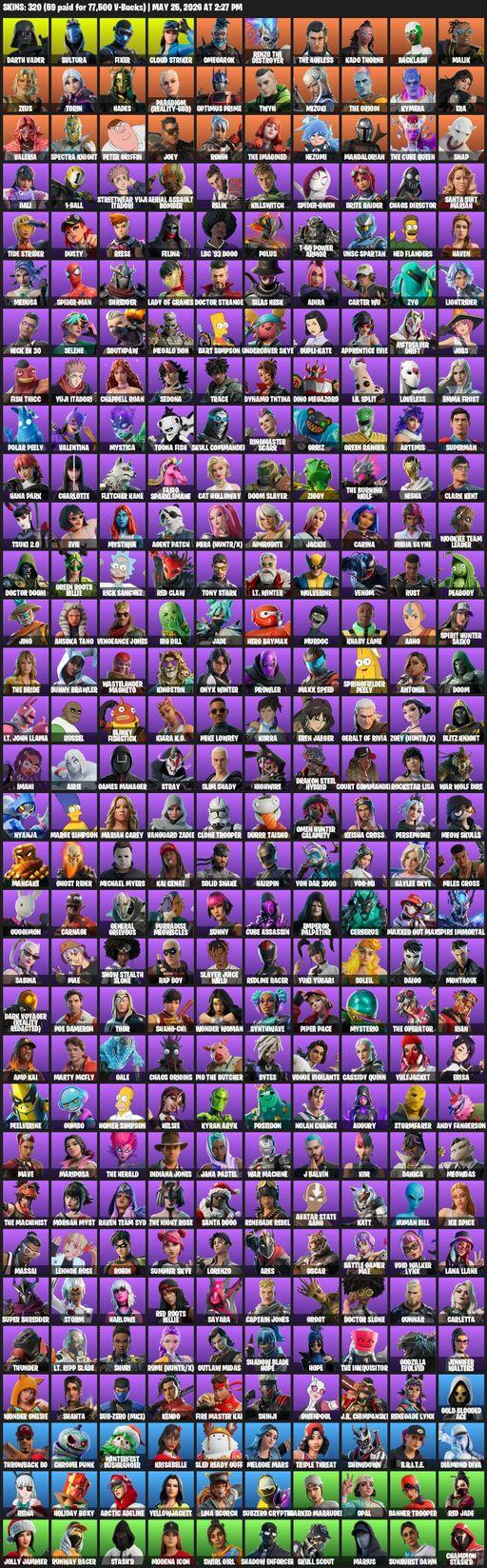 [PC/XBOX] | 320 skins | Darth Vader | Sultura | Fixer | Cloud Striker | Omegarok | Renzo the Destroyer | The Ageless | Kado Thorne | Backlash | Malik | Full Access