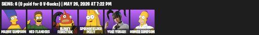 [PC/PSN] | 6 skins | 800 V-bucks | Marge Simpson | Ned Flanders | Blinky Fishstick | Springfielder Peely | Yuki Yubari | Homer Simpson | Full Access