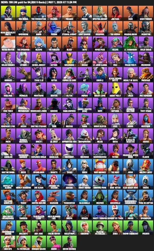 [PC/PSN/XBOX] | 155 skins | 650 V-bucks | Xander | Neo Versa | The Foundation | Valeria | Menace | Midas | Spectra Knight | Joltara | Fade | Full Access
