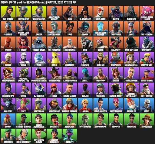 [PC/XBOX] | 85 skins | Take The L | The Reaper | Elite Agent | Omega | Rogue Agent | Frozen Red Knight | Ruin | Blackheart | Wild Card | Raven | Full Access