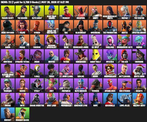 [PC/XBOX] | 72 skins | Take The L | Travis Scott | The Reaper | Elite Agent | Blue Team Leader | Prodigy | Deadpool | Drift | Gear Specialist Maya | Full Access