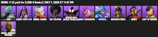 [PC/PSN/XBOX] | 11 skins | Jade | Raven Team Syd | Durrr Taisho | LBC '93 Dogg | Spider-Man (Miles Morales) | Andy Fangerson | Nyanja | Renegade Rebel | Full Access