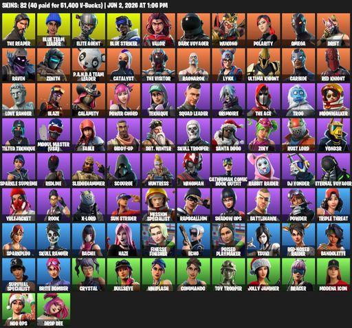 [PC] | 82 skins | Take The L | The Reaper | Elite Agent | Omega | Reaper Axe | Blue Team Leader | Blue Striker | Valor | Dark Voyager | Wukong | Full Access
