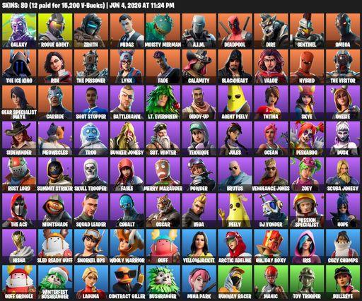 [PC/XBOX] | 80 skins | Take The L | Galaxy | Omega | Rogue Agent | Zenith | Midas | Moisty Merman | A.I.M. | Deadpool | Dire | Sentinel | The Ice King | Full Access