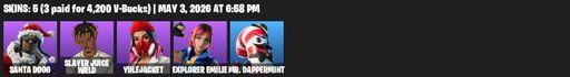 [PC/PSN] | 5 skins | Santa Dogg | Slayer Juice WRLD | Yulejacket | Explorer Emilie | Mr. Dappermint | Frosted Frets | Mercurial | Full Access