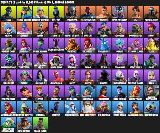 [PC/PSN/XBOX] | 73 skins | Leviathan Axe | Lara Croft | Fixer | Cloud Striker | Blizzard Bomber | Sultura | Predator | The Foundation | Menace | Full Access