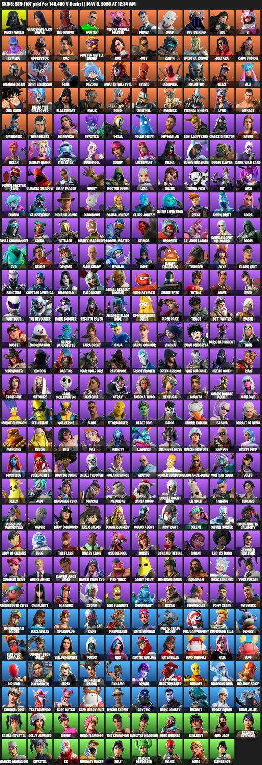 [PC/PSN] | 289 skins | Leviathan Axe | Lara Croft | Darth Vader | Gear Specialist Maya | Red Knight | Hunter | Mecha Cuddle Master | Midas | Snap | Full Access