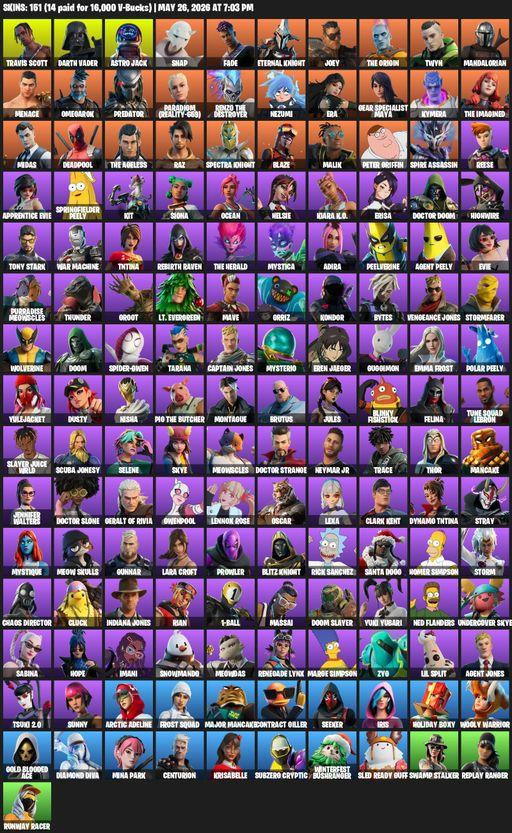 [PC/XBOX] | 151 skins | Travis Scott | Lara Croft | Darth Vader | Astro Jack | Snap | Fade | Eternal Knight | Joey | The Origin | Twyn | Mandalorian | Full Access
