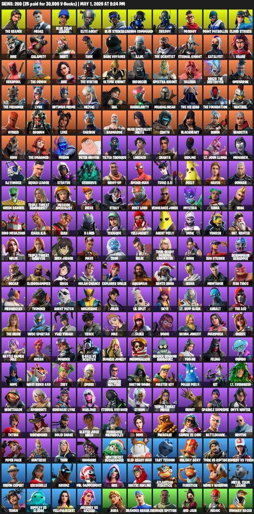 [PC/PSN/XBOX] | 200 skins | Take The L | The Reaper | Elite Agent | Midas | Blue Team Leader | Blue Striker | Carbon Commando | Trilogy | Prodigy | Full Access