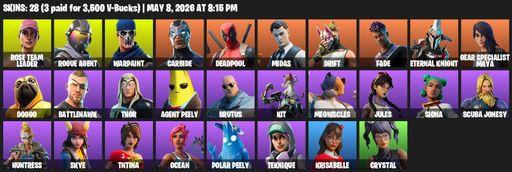 [PC/PSN/XBOX] | 28 skins | OG STW | Rose Team Leader | Rogue Agent | Warpaint | Carbide | Deadpool | Midas | Drift | Fade | Eternal Knight | Full Access